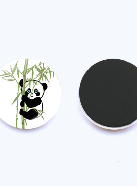 亚马逊可爱熊猫竹子冰箱贴水晶玻璃软磁性白板贴纸家居装饰品25mm