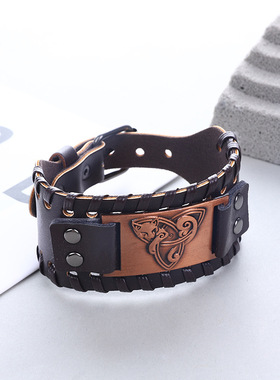 TEMU可调节维京手镯海盗手链北欧神话雷神之锤古铜配件手饰