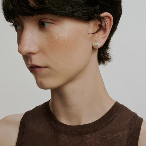 SALE E PEPE 胡椒盐 纯银小海神耳钉 镀金 - 图1