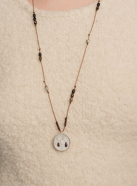 SALE E PEPE胡椒盐·纯银卵石红酒泪滴编绳长项链