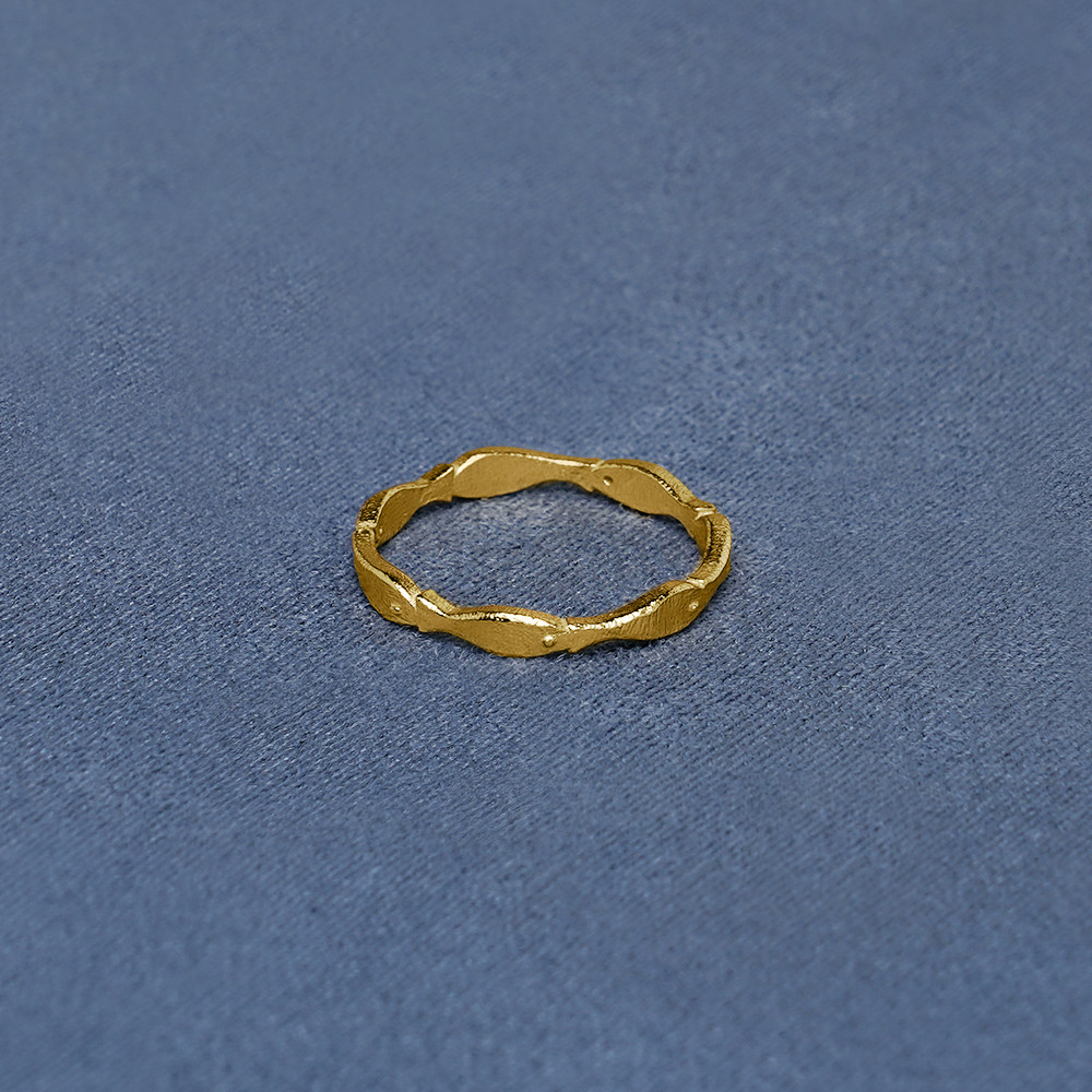 SALE E PEPE pepper and salt sterling silver many fish ring gold plated
