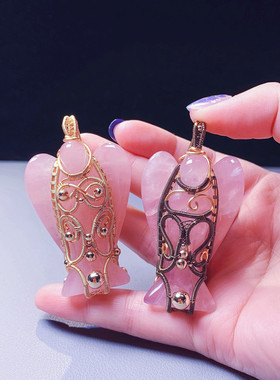 马达加斯加吊坠项链粉晶天使