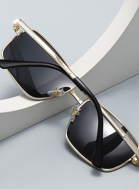 长方形开车登山偏光镜中老年金属框墨镜男士钓鱼工地跑步太阳眼镜