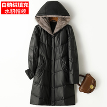 2023 new Haining winter goose down genuine leather down clothing Feminine Mink Wool with long Sheep Leather Warm Coat