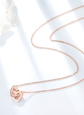 纯正s925纯银吊坠项链玫瑰金色