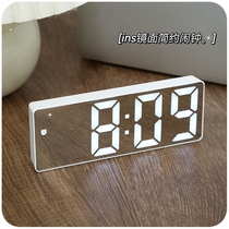 Mirror alarm clock table swing table pendulum desktop pendulum brief clock time display students use desktop digital electronic clock