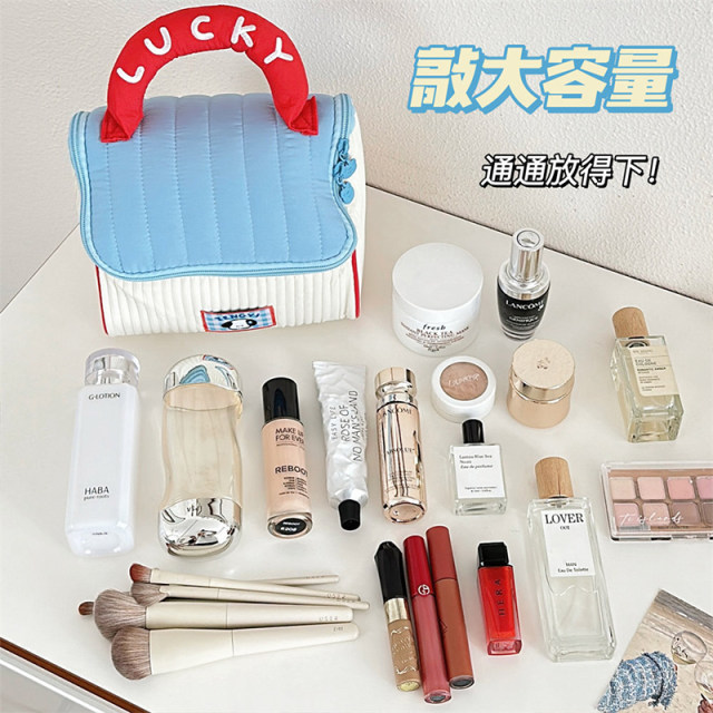 Cute house makeup bag large capacity women portable travel
