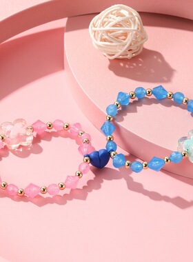 磁吸二人闺蜜手链好朋友一人一半友谊礼物姐妹信物蝴蝶串珠手串女