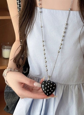 蝴蝶结爱心波点夏天t恤项链配饰女韩系女款2026新款独特漂亮吊坠