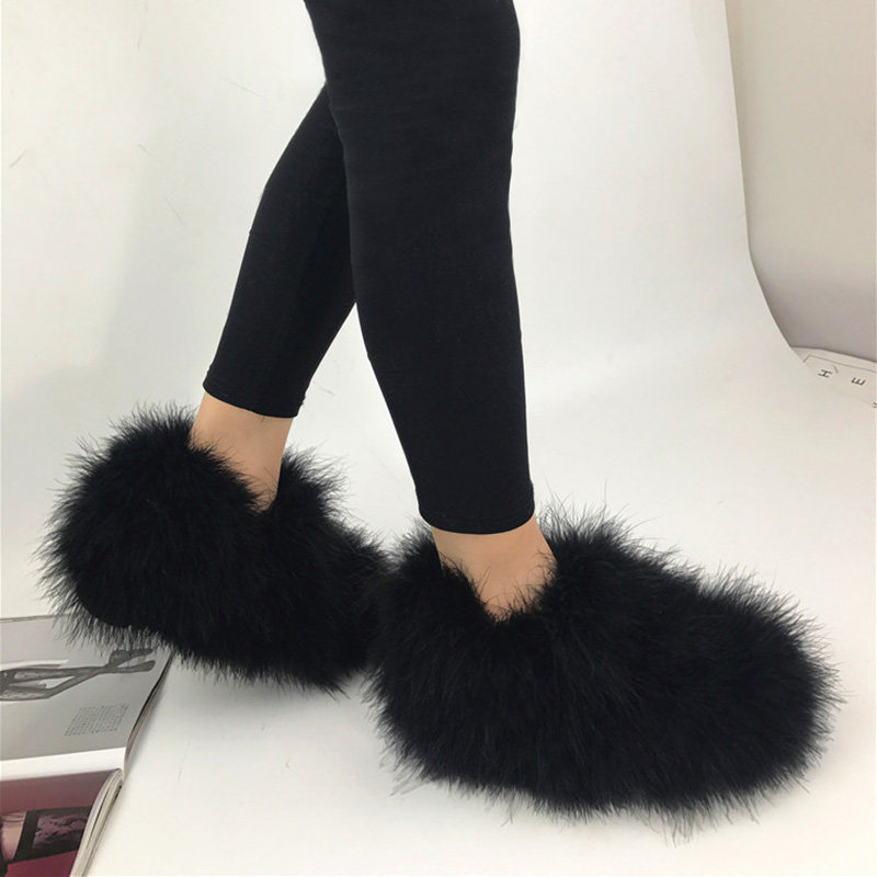 网红秋冬新款女鞋皮草鸵鸟毛加绒女毛毛鞋深口内增高7厘米厚底,淘宝优惠券,粉丝福利购,淘宝优惠卷