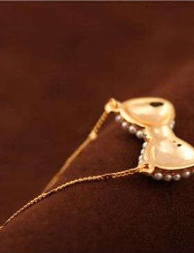 日韩版新款项链抖音爆款饰品时尚小清新蝴蝶结珍珠项链锁骨链