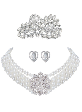 蒂凡尼的早餐】赫本风多层水晶珍珠欧美时尚中古颈链宫廷公主配饰