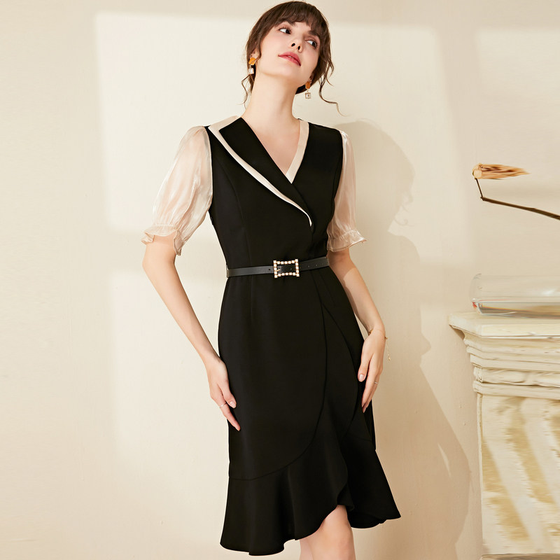 名人瑞裳2020新款夏天泡泡袖连衣裙 名人瑞裳连衣裙