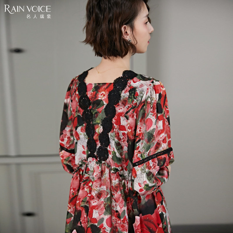 名人瑞裳春装2019款宽松显瘦中长款 名人瑞裳连衣裙