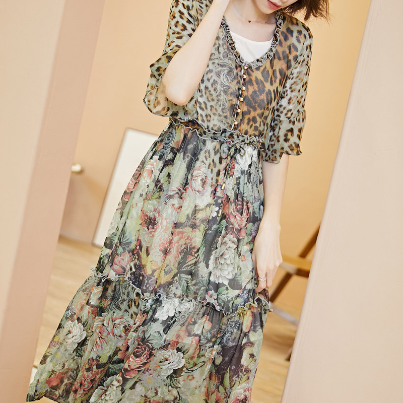 名人瑞裳2019夏季新款印花休闲裙子 名人瑞裳连衣裙