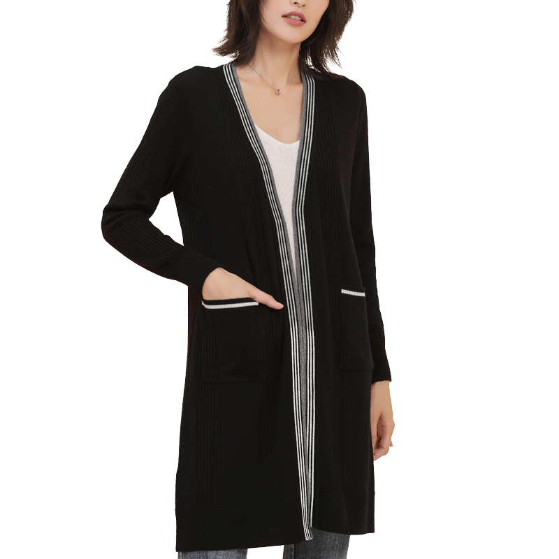 名人瑞裳2019针织春秋中长款开衫 名人瑞裳毛衣