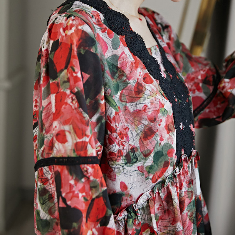 名人瑞裳春装2019款宽松显瘦中长款 名人瑞裳连衣裙