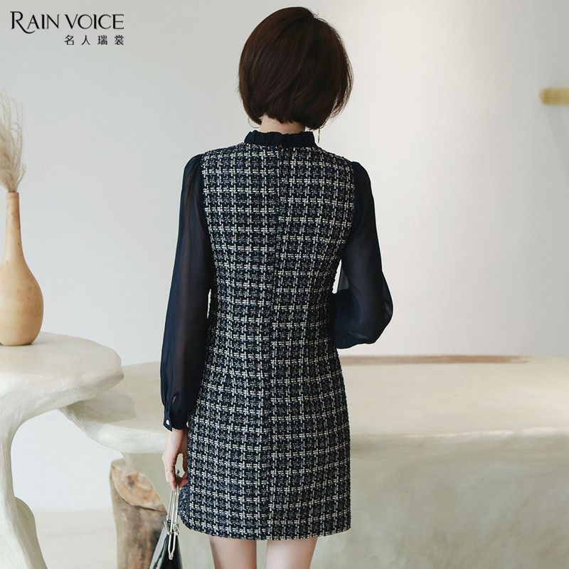 名人瑞裳春秋2019新款蝴蝶结连衣裙 名人瑞裳连衣裙