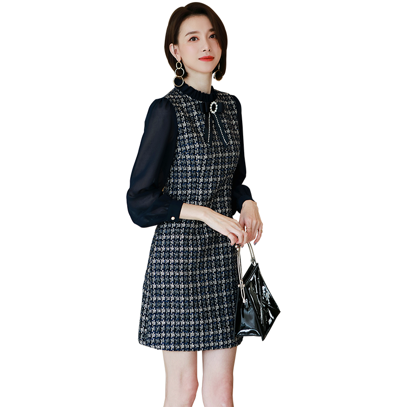 名人瑞裳春秋2019新款蝴蝶结连衣裙 名人瑞裳连衣裙