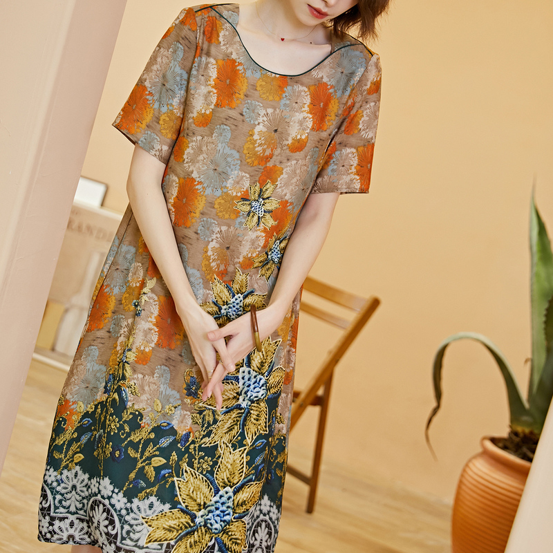 名人瑞裳2019夏季新款中老年连衣裙 名人瑞裳连衣裙