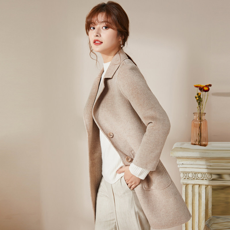 名人瑞裳双面2020年新款秋冬呢大衣 名人瑞裳毛呢外套