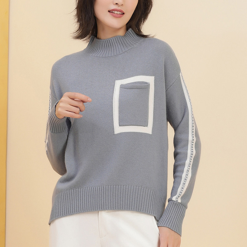 名人瑞裳2019秋冬新款高领时尚毛衣 名人瑞裳毛衣
