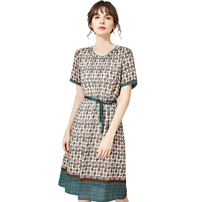 名人瑞裳2020年碎花中长款夏连衣裙 名人瑞裳连衣裙