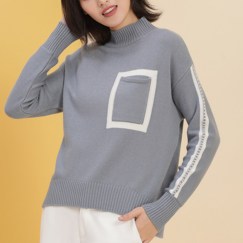 名人瑞裳2019秋冬新款高领时尚毛衣 名人瑞裳毛衣