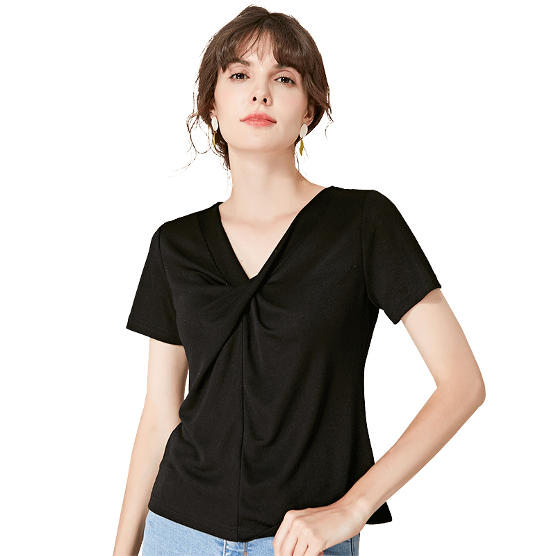 名人瑞裳2021夏季新款针织v领t恤 名人瑞裳毛针织衫