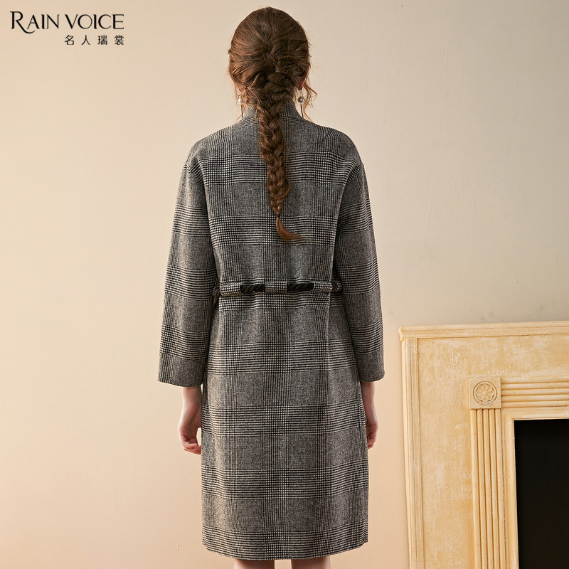 名人瑞裳2019冬季新款格子毛呢外套 名人瑞裳毛呢外套