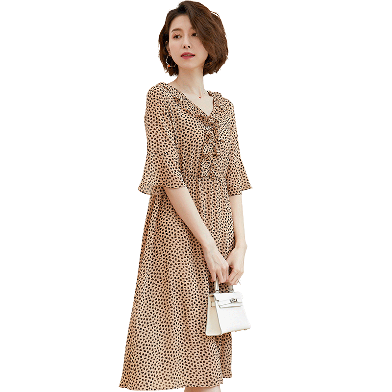 名人瑞裳2019夏季新款波点雪纺仙女 名人瑞裳连衣裙