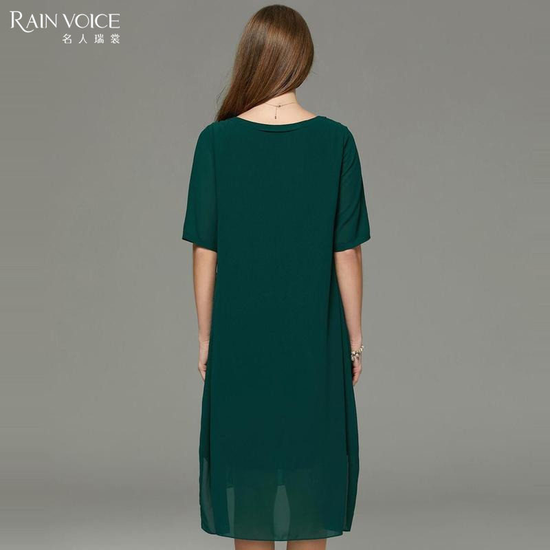 名人瑞裳2017圆领提花雪纺连衣裙 名人瑞裳连衣裙