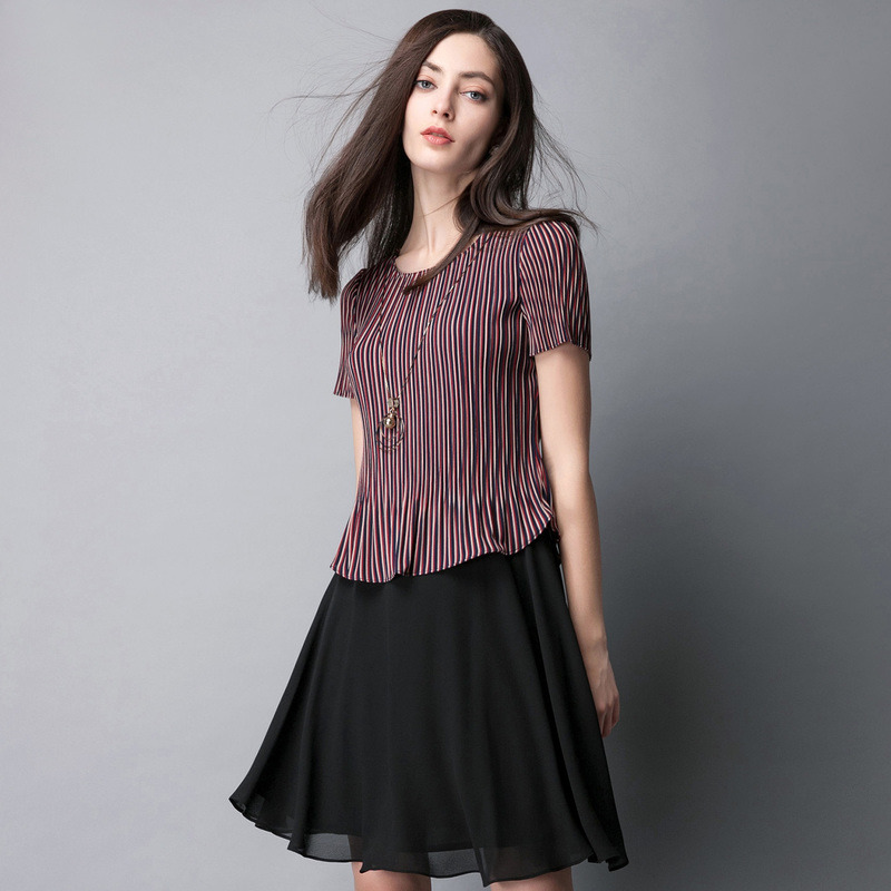 名人瑞裳夏装新款ol假两件连衣裙 名人瑞裳连衣裙