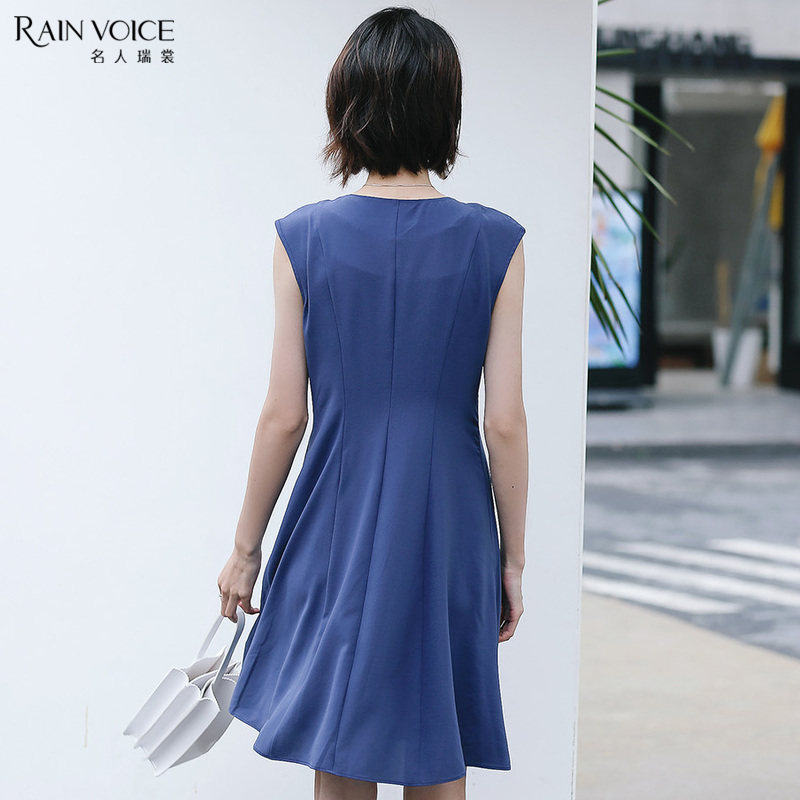 名人瑞裳2018夏季新款纯色雪纺长裙 名人瑞裳连衣裙