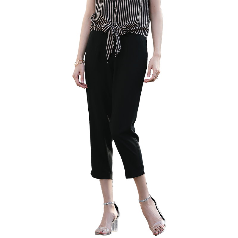 名人瑞裳2018夏季新款黑色休闲裤 名人瑞裳休闲裤