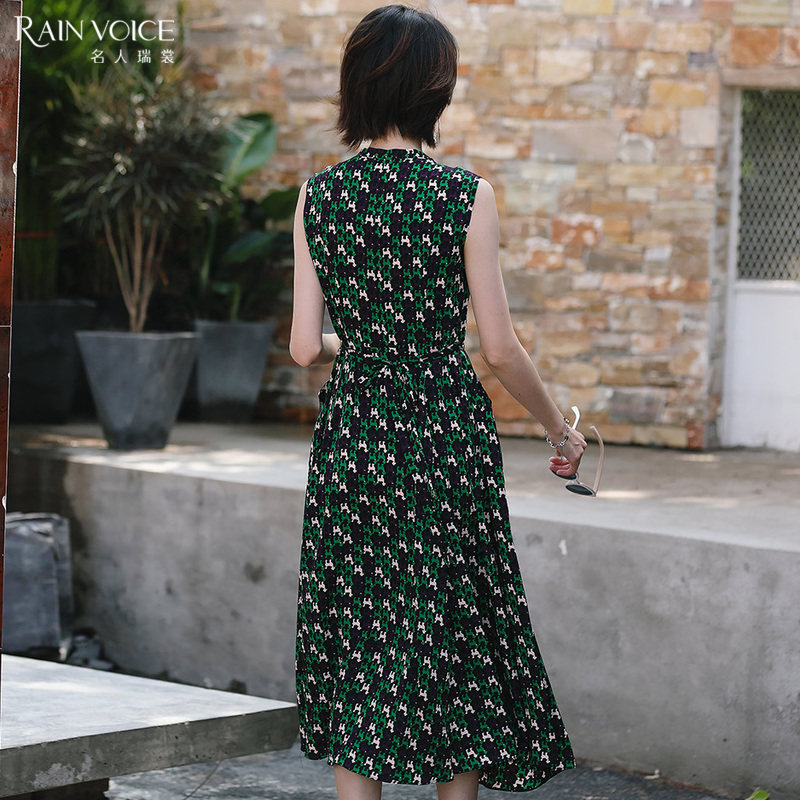 名人瑞裳2018夏季新款印花雪纺长裙 名人瑞裳连衣裙