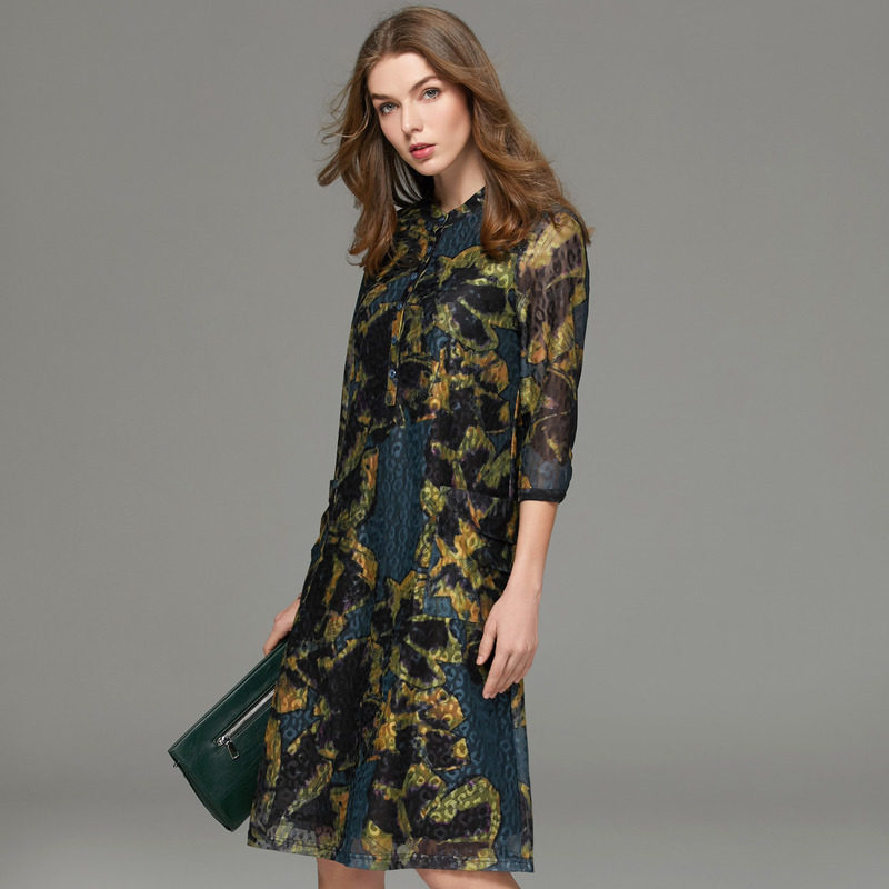 名人瑞裳2017夏装新款中长款连衣裙 名人瑞裳连衣裙