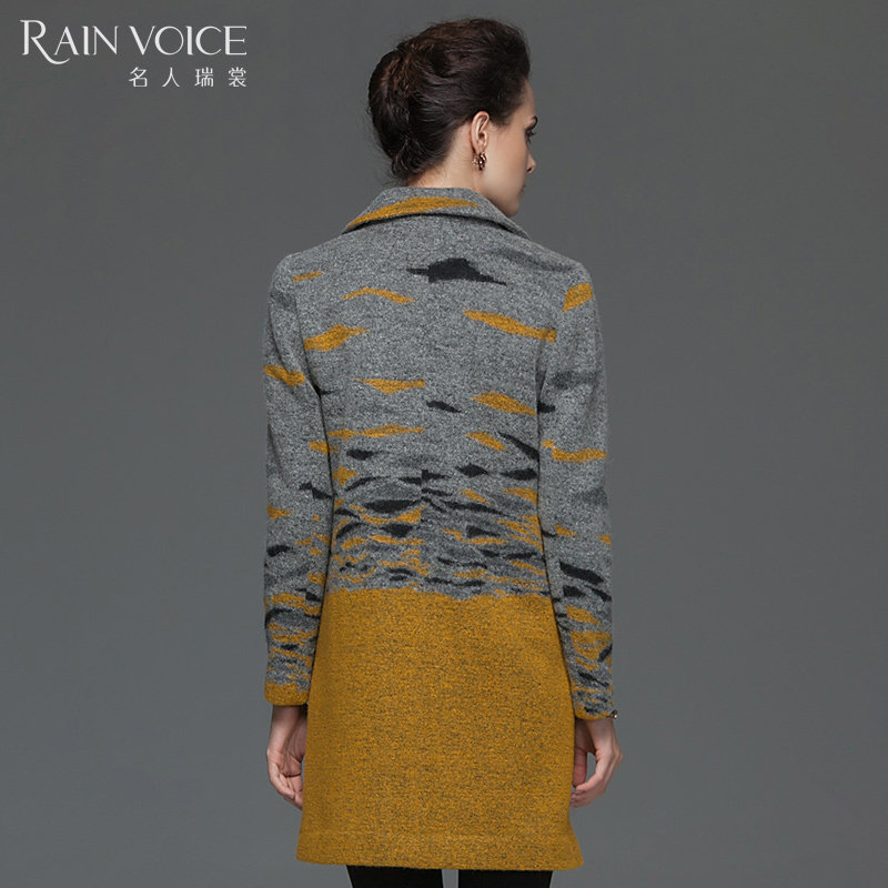 名人瑞裳冬季新品女装中长款修身 名人瑞裳毛呢外套
