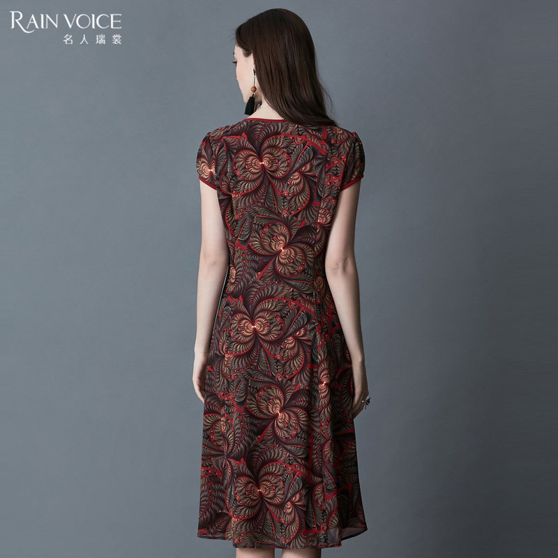 名人瑞裳2017夏装新款气质复古修身 名人瑞裳连衣裙