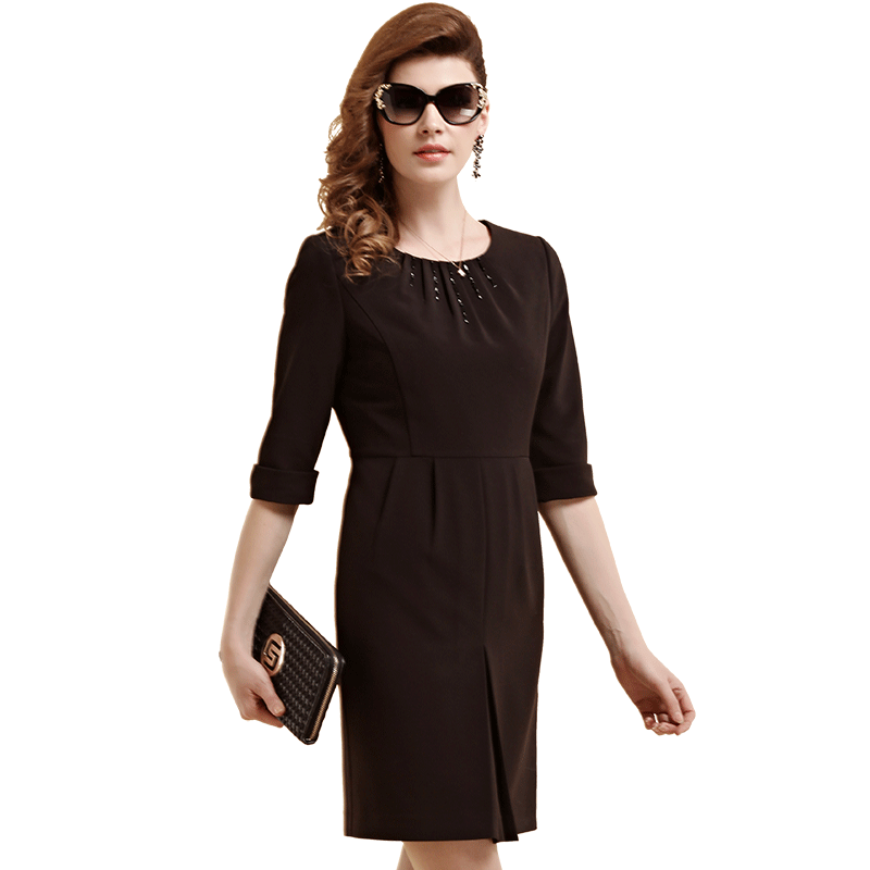 名人瑞裳秋季新品女装圆领连衣裙 名人瑞裳连衣裙