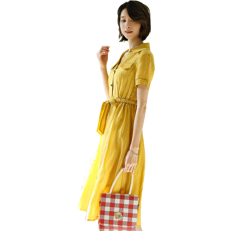 名人瑞裳2018夏季新款纯色显瘦衬衫 名人瑞裳连衣裙