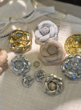 山茶花胸针千金轻奢金银色高级感