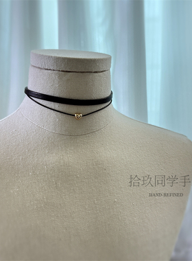 日韩极简风黑色皮绳choker