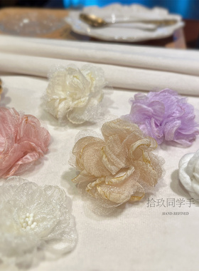 森系绢纱胸针文艺清新花朵胸花手工甜美仙女开衫连衣裙女别针107