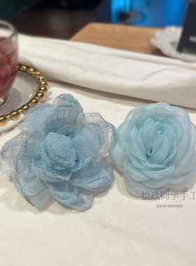 韩系海滨蓝白色花朵胸针发夹