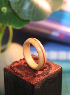 缘起藏墨原创特价桃木素宽度戒指