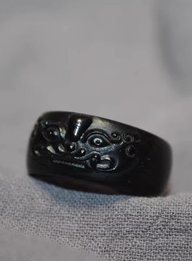 菩提子檀木男女小众民族风戒指