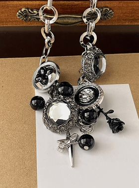 合金合金竹节链女性玫瑰项链