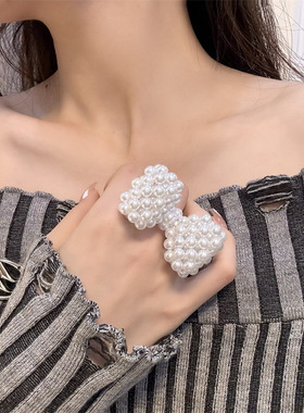 女性树脂甜美蝴蝶结爱心戒指