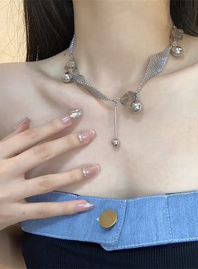 合金水波链女性不规则圆球项链